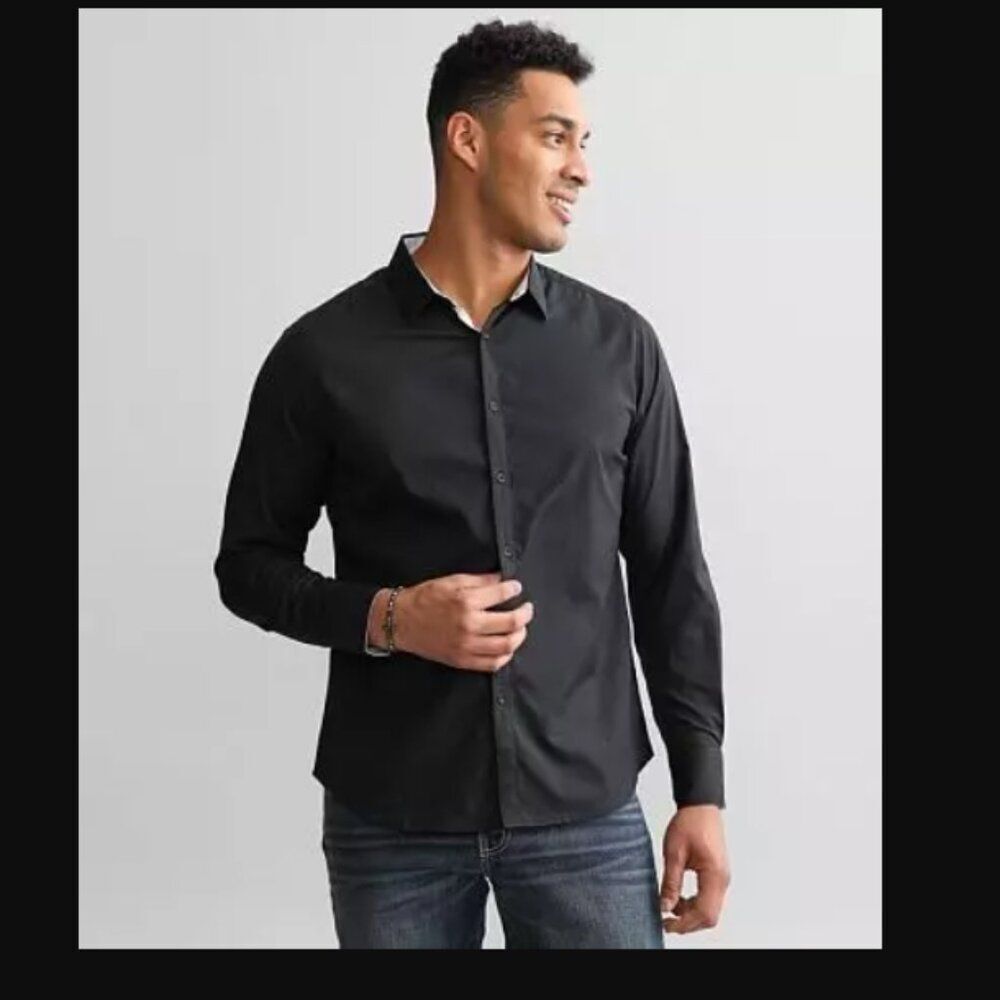 J.B. Holt Tonal Athletic Stretch Shirt in Black | Size XL